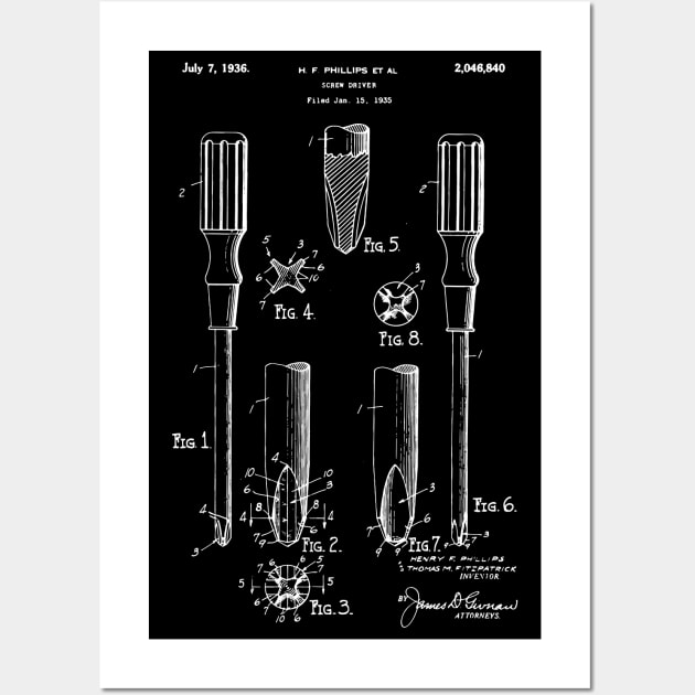 Screw Driver patent 1936 carpenter gift Wall Art by Anodyle